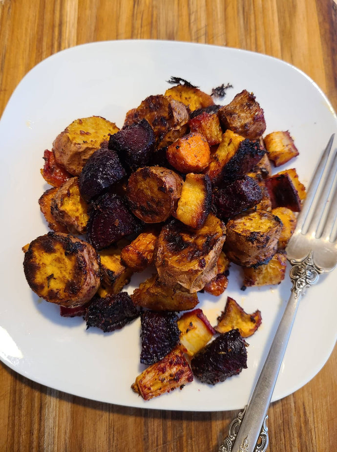 Sweet and Spicy Roasted Root Vegetables